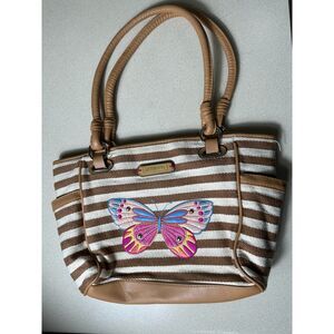 Rosetti Women's Butterfly Motif Brown Striped Shoulder Bag